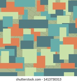 Many rectangles of various sizes bring together the background.