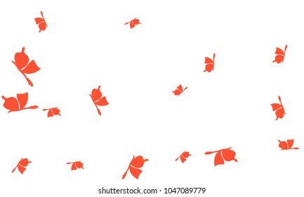 Many Red Butterflies on White Background