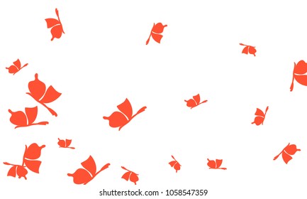 Many Red Butterflies on White Background