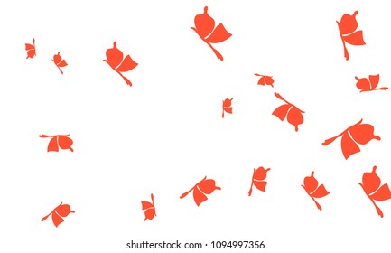 Many Red Butterflies on White Background