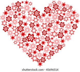 many red flower in the form of heart