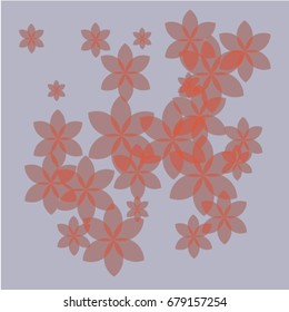 Many Red Flowers of Different Size Located on Blue Background