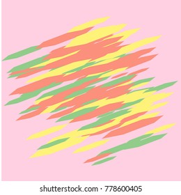 Many Red, Green and Yellow Hexagons on Light Pink Background