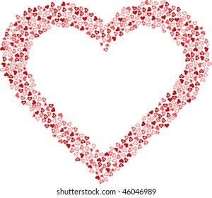 many red heart in the form of heart