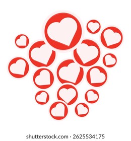 Many red hearts are floating, creating a romantic background perfect for valentine's day