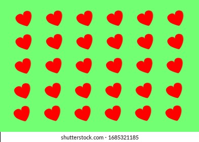 Many red hearts have green backs.