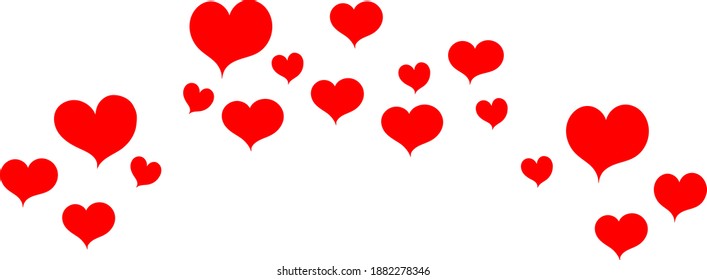 Many red hearts for Valentine's day card background, doodle vector drawing. Beautiful splash for a web page for all lovers, a symbol of love.