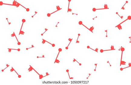 Many Red Keys of Different Size on White Background