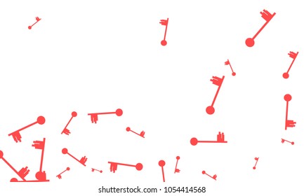Many Red Keys of Different Size on White Background