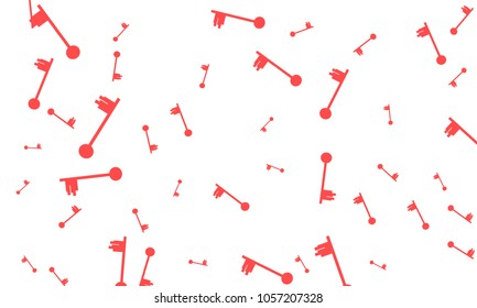 Many Red Keys of Different Size on White Background