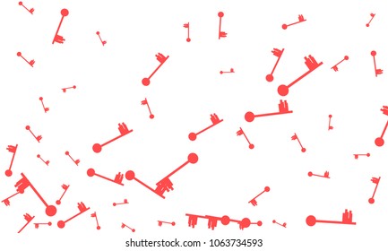 Many Red Keys of Different Size on White Background