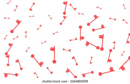 Many Red Keys of Different Size on White Background