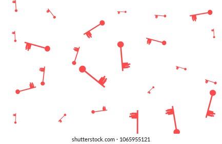 Many Red Keys of Different Size on White Background