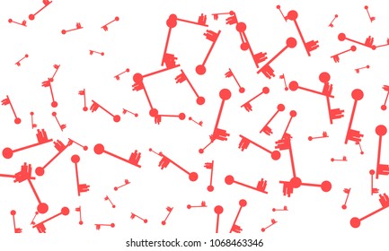 Many Red Keys of Different Size on White Background