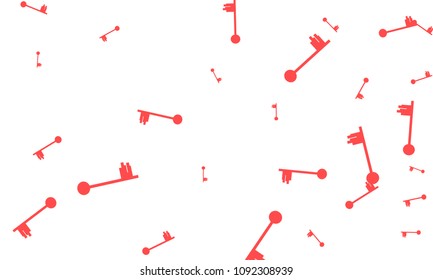 Many Red Keys of Different Size on White Background