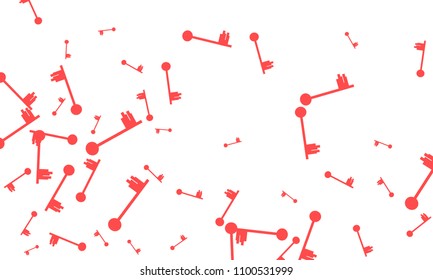 Many Red Keys of Different Size on White Background