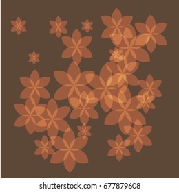 Many Red and Orange Flowers o Different Size on Brown Background
