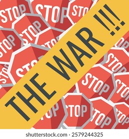 many red stop signs vector concept. help Ukraine illustration isolated. Protest against Russia and hamas. help save israel in the war and bring them home. the Hostages by Hamas flat design background