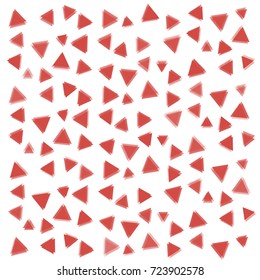 Many Red Triangles of Different Size on White Background
