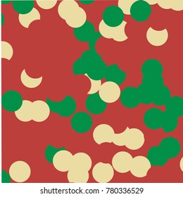 Many Red, Yellow and Green Circles on Red Background