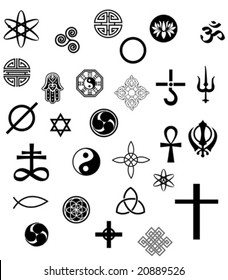 Many religious symbols from all over te world