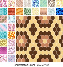 Many retro seamless color patterns