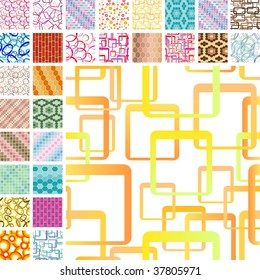 Many retro seamless color patterns