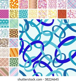 Many retro seamless color patterns