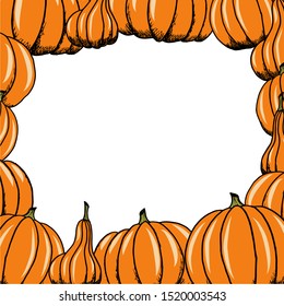 Many ripe pumpkins, still life. Still life with a void for your text.