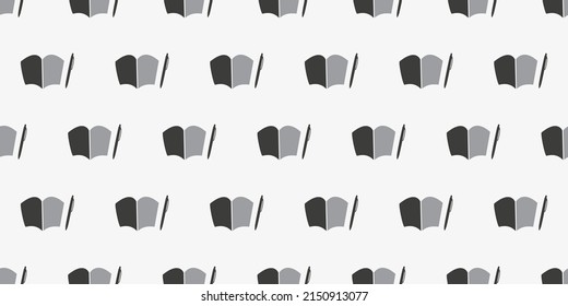 Muchas filas de cuadernos y textos de plumas en negro y blanco sobre fondo gris - Fondo vectorial para carteles, carátulas y diseños web
