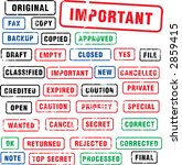 Many rubber stamps for office, bank, paperworks