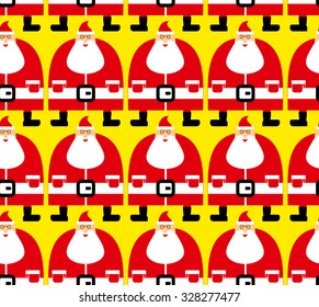 Many Santa Christmas seamless pattern. Fabric ornament. Texture for winter holiday. Xmas background Crowd of people