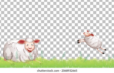 Viele Schafe auf transparentem Hintergrund, Illustration