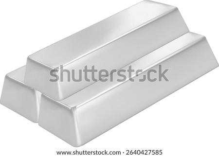 Many shining silver bars isolated  platinum ingot. An bar of a noble precious metal.