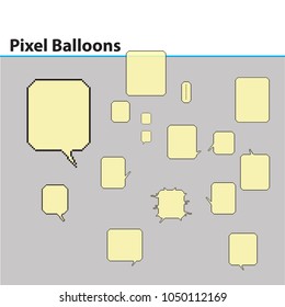 Many size of comic balloons in pixel style