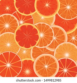 many slices of orange in different colors