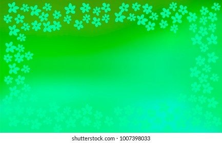 Many Small Blue Flowers on Green and Blue Gradient Background