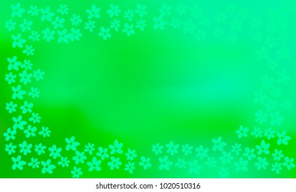 Many Small Blue Flowers on Blue and Green Gradient Background