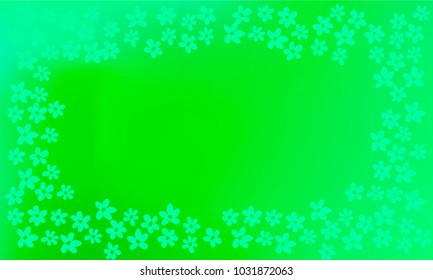 Many Small Blue Flowers on Green Gradient Background