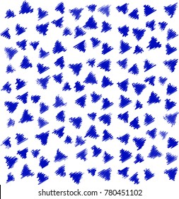 Many Small Embroidered Blue Triangles on White Background