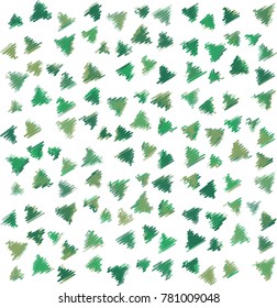 Many Small Embroidered Green Triangles on White Background