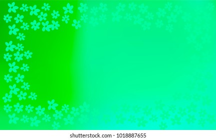 Many Small Green Flowers on Blue and Green Gradient Background