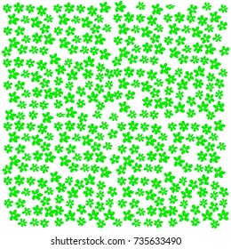 Many Small Green Flowers on White Background