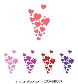 Many small hearts forming abstract shape on white background. Valentine's day  illustration, design. Vector