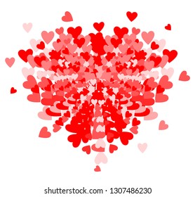 Many small hearts, including a large heart on a black background, vector images