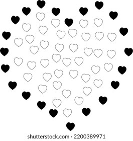 Muchos corazones pequeños se fusionaron en un gran corazón