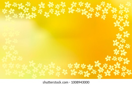 Many Small Light Yellow Flowers on Orange Gradient Background