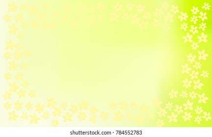 Many Small Light Yellow Flowers with Empty Space in the Center of the Image on Light Yellow and Green Gradient Background