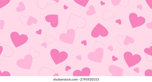Many small pink hearts scattered pattern