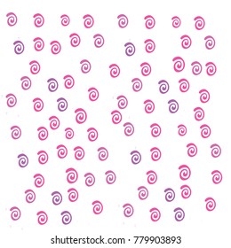 Many Small Pink and Violet Snails on White Background